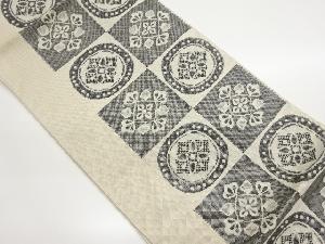 市松・丸に花菱模様織出し名古屋帯